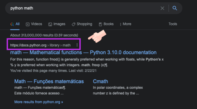Resultado da busca por 'python math'.