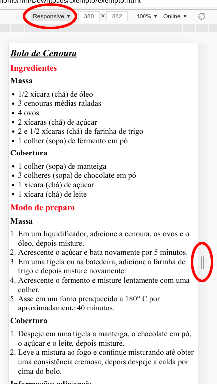 Modo responsivo