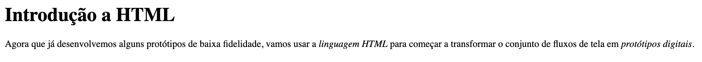 Visualização do exemplo de HTML no Chrome